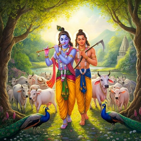 Divine Krishna & Brother Balarama