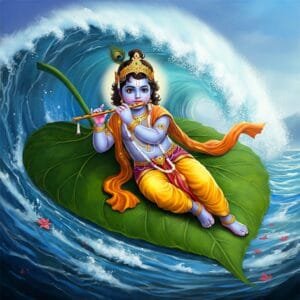 Divine Vatapatra Sai Krishna on leaf