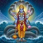 Lord Vishnu Standing On Cosmic Ocean