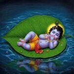 Lord Sri Krishna as Vatapatra Sai Lying on a Banyan Leaf