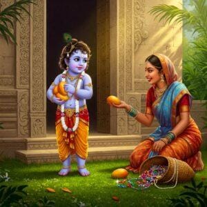 Fruit Seller Women and Little Krishna