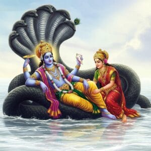 Vishnu and Lakshmi in Kshera Sagara