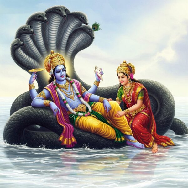 Vishnu and Lakshmi in Kshera Sagara