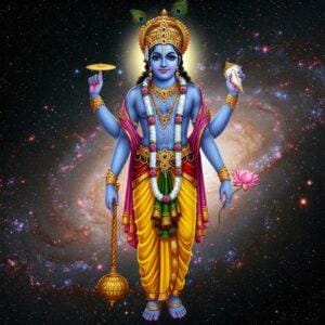 Divine Lord Vishnu Stands Cosmic Universe