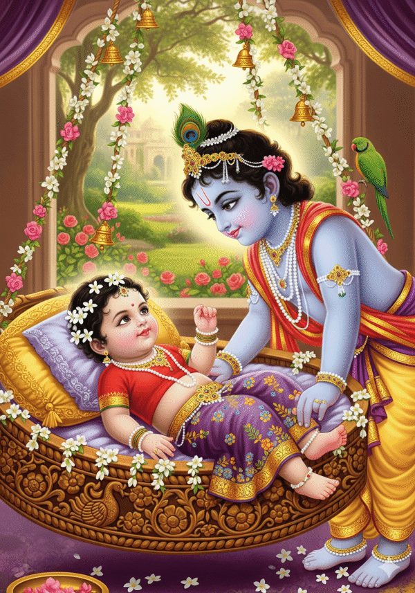 Child Radha Devi and Child Sri Krishna